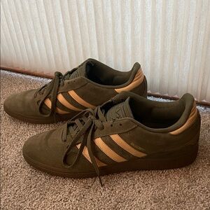 Adidas Busenitz Men's Raw Khaki and Glow Orange Sneakers